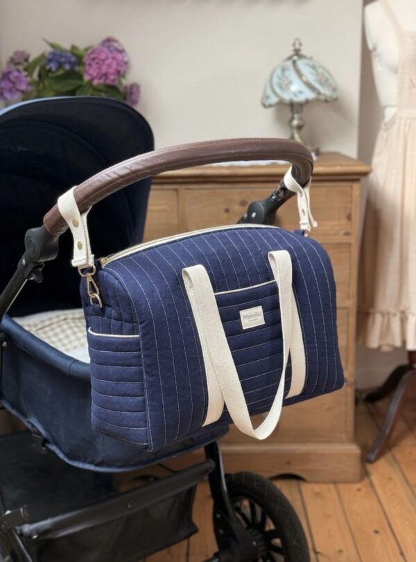 sac à langer matelassé gaze de coton bleu nuit