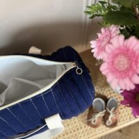 sac à langer matelassé gaze de coton bleu nuit uni