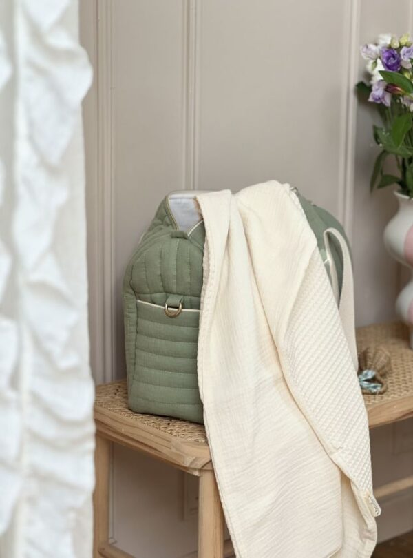 sac à langer matelassé gaze de coton kaki uni