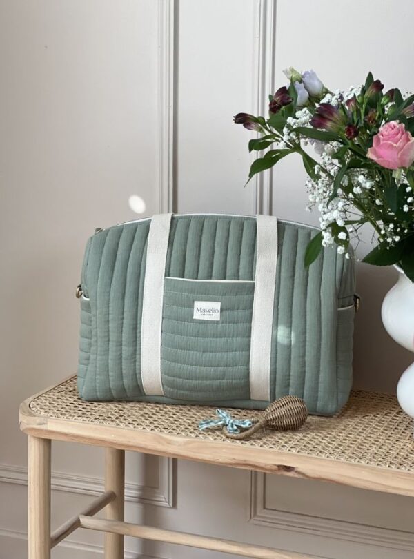 sac à langer matelassé gaze de coton kaki uni