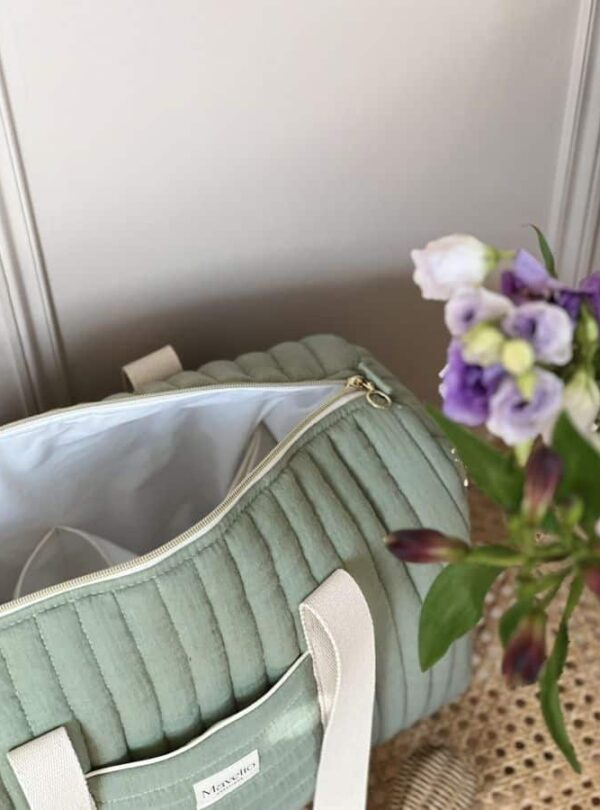 sac à langer matelassé gaze de coton kaki uni