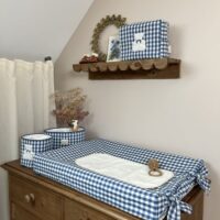 chambre bébé housse de matelas à langer vichy bleu