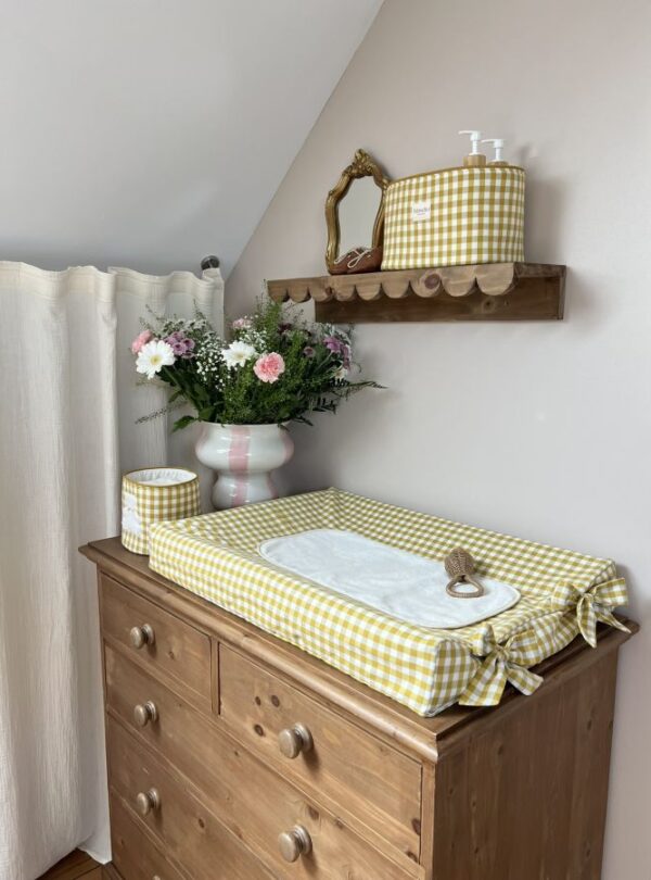 chambre bébé housse de matelas à langer vichy ocre