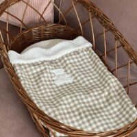 couverture bébé cottage vichy beige broderie ourson