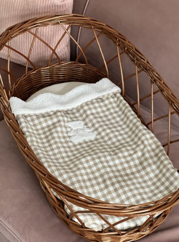 couverture bébé cottage vichy beige broderie ourson