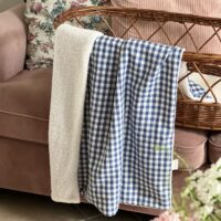 couverture bébé cottage vichy bleu