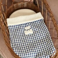 couverture bébé cottage vichy bleu ourson