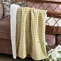 couverture bébé cottage vichy ocre