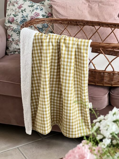 couverture bébé cottage vichy ocre