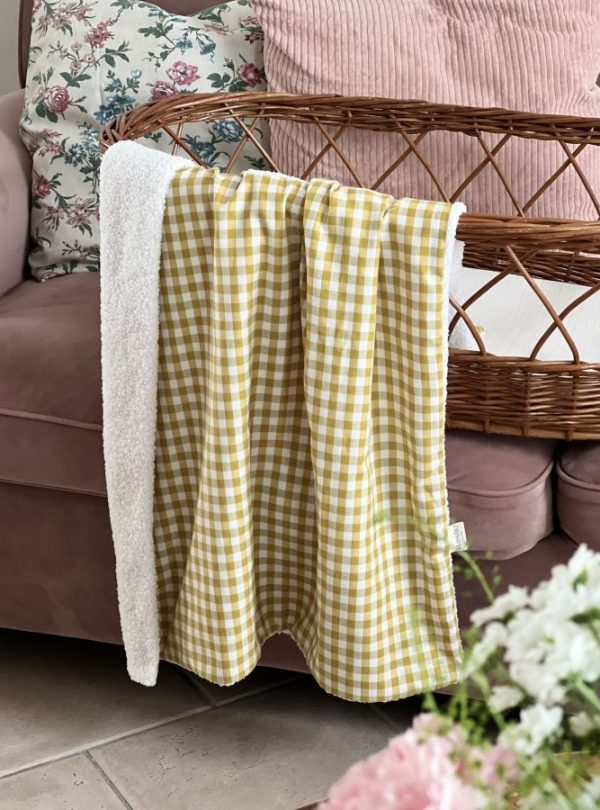 couverture bébé cottage vichy ocre