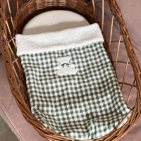 couverture bébé cottage vichy vert broderie ourson