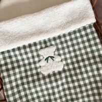 couverture bébé cottage vichy vert ourson