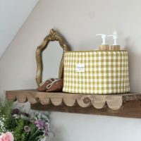 grande panière de rangement vichy ocre