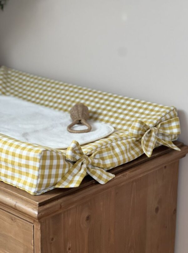 housse de matelas à langer nœuds vichy ocre