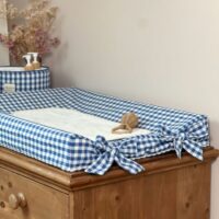housse de matelas à langer vichy bleu gros nœuds