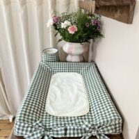 housse de matelas à langer vichy vert gros nœuds