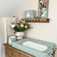 housse de matelas à langer vichy vert nœuds