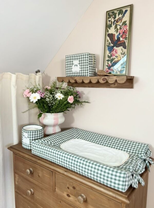 housse de matelas à langer vichy vert nœuds