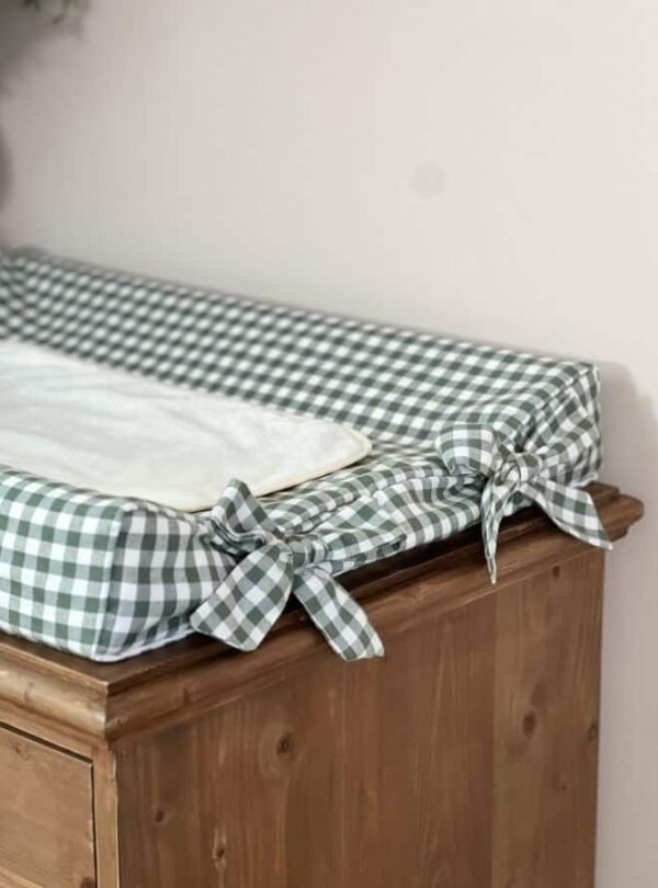 matelas à langer vichy vert gros nœuds