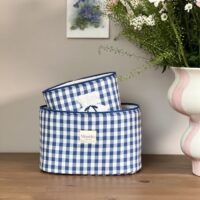 panières de rangement bébé vichy bleu ourson