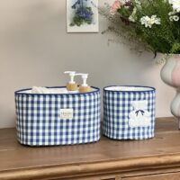 panières de rangement vichy bleu ourson