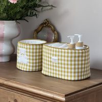 panières de rangement vichy ocre ourson