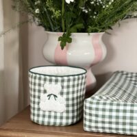 petite panière de rangement vichy vert ourson