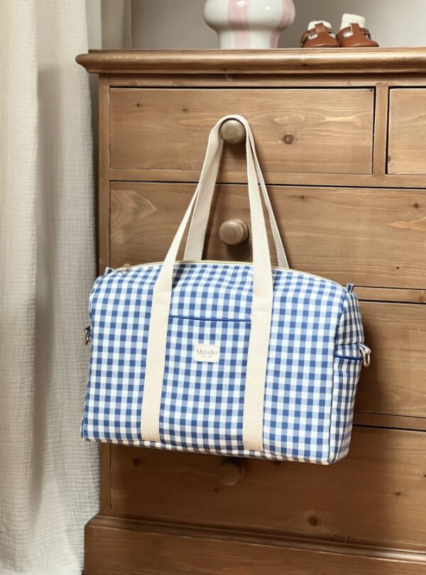 sac à langer vichy bleu