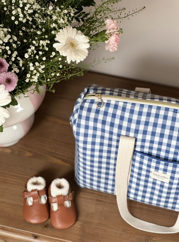 sac à langer vichy bleu