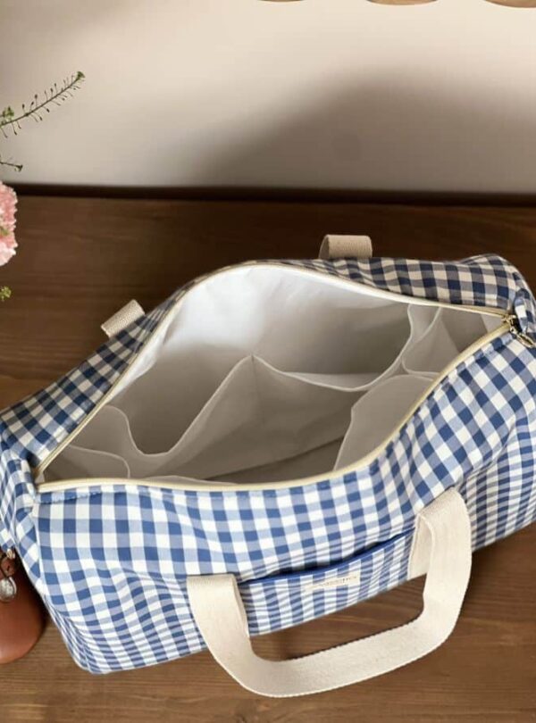 sac à langer vichy bleu