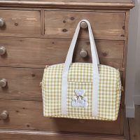 sac à langer vichy ocre broderie ourson