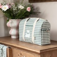 sac à langer vichy vert ourson