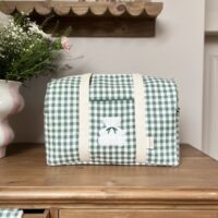 sac à langer vichy vert ourson