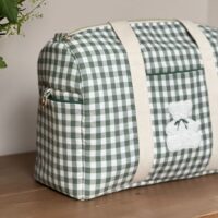 sac à langer vichy vert ourson