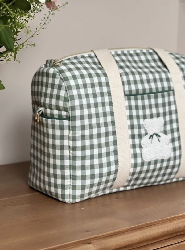 sac à langer vichy vert ourson