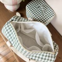 sac à langer vichy vert ourson