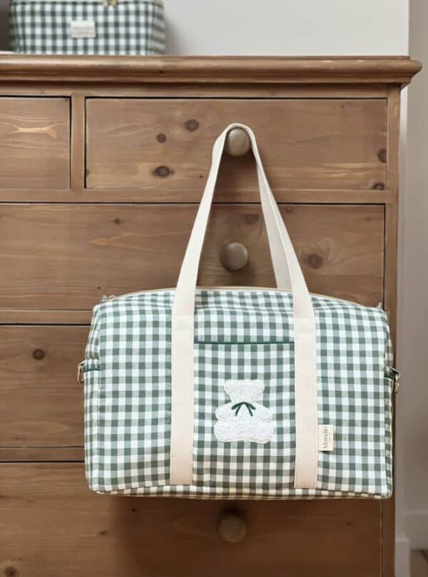 sac à langer vichy vert ourson cottage