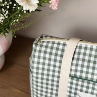 sac à langer vichy vert ourson détail