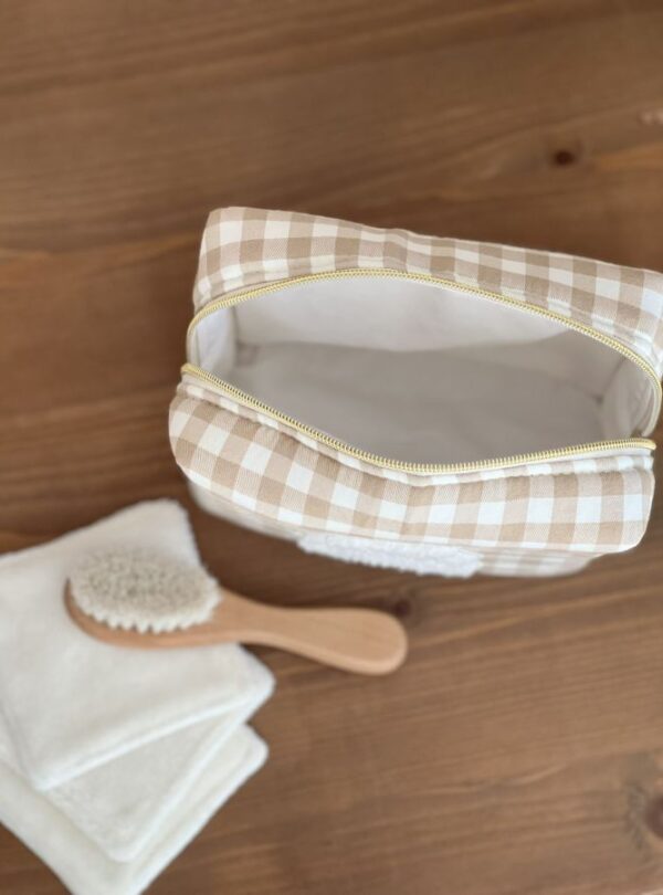 trousse de toilette vichy beige ourson