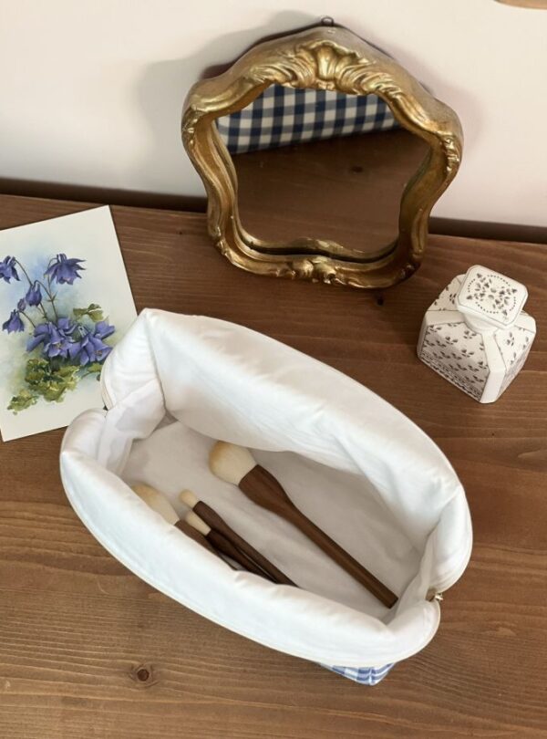 trousse de toilette vichy bleu ourson