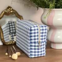 trousse de toilette vichy bleu ourson