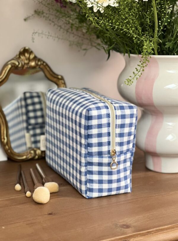 trousse de toilette vichy bleu ourson