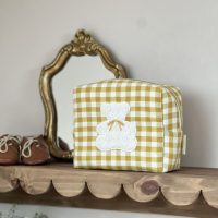 trousse de toilette vichy ocre ourson