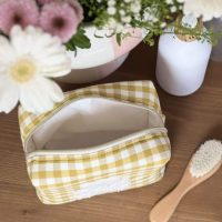 trousse de toilette vichy ocre ourson