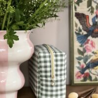 trousse de toilette vichy vert ourson