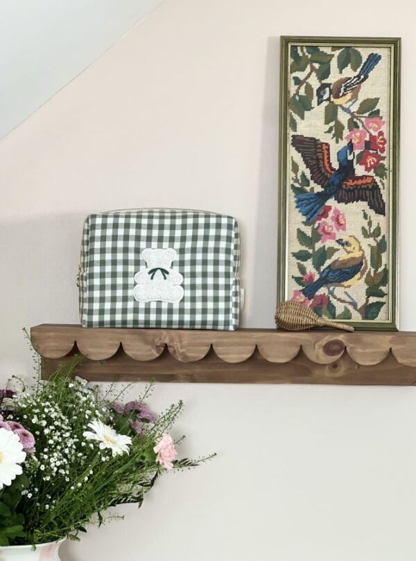 trousse de toilette vichy vert ourson