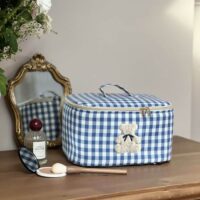 vanity cottage vichy bleu broderie ourson