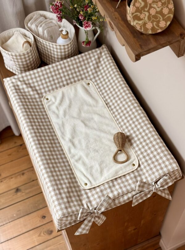 housse matelas à langer vichy beige