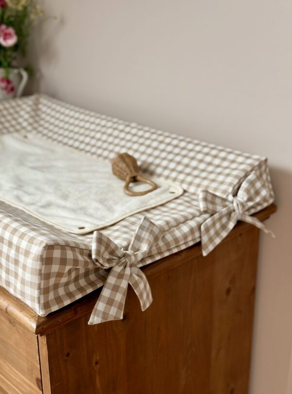 housse matelas à langer vichy beige