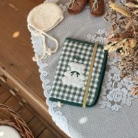 protège carnet de santé vichy vert avec broderie ourson